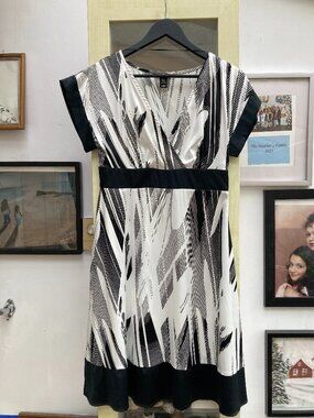 H&M Black and White Satin Wrap Dress